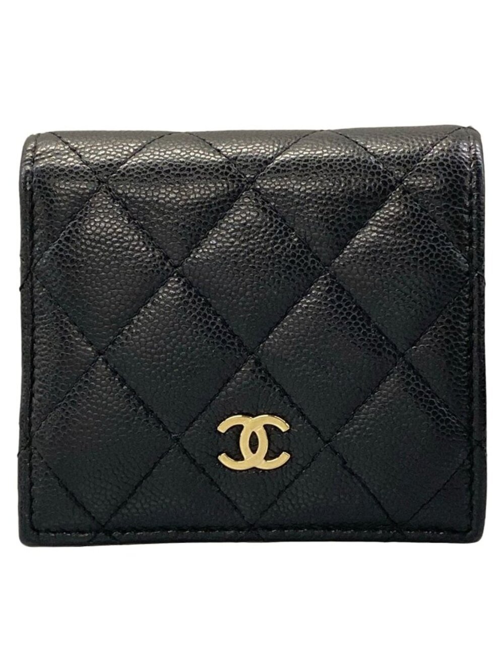 Chanel Bifold Wallet Quilted Black Gold